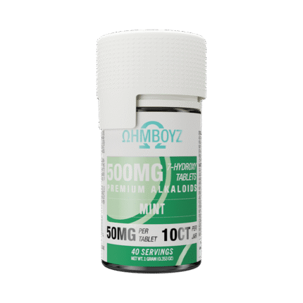 OHMBOYZ 7-Hydroxy Tablets 500mg Mint on neutral backdrop